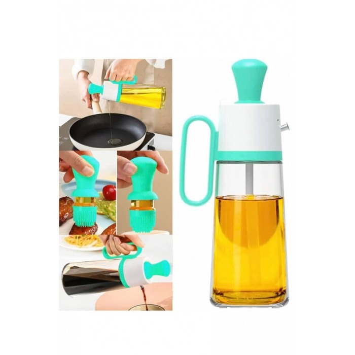 Sticla dozatoare pentru ulei 3 in 1 OilHelper Doty®, cu pensula, gradata, din sticla, practica, turcoaz, 630 ml [5]