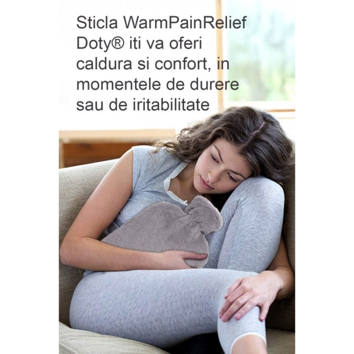 Sticla pentru apa calda WarmPainRelief Doty®, incalzitor corporal, pentru crampe menstruale si alte dureri, 2l, 32x21 cm, gri [4]