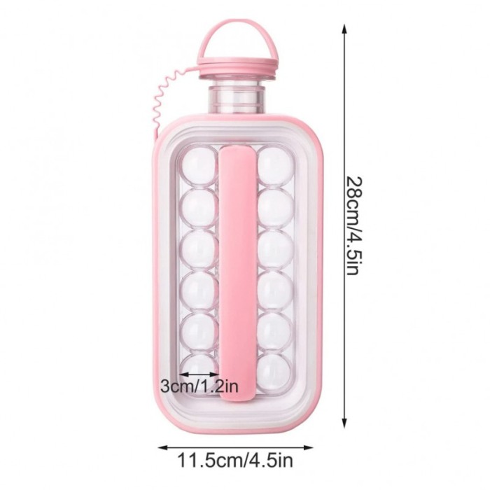 Sticla pliabila, portabila, Smart IceBall 2 in 1 pentru gheata, 156 ml si transport apa 1400 ml, roz [5]