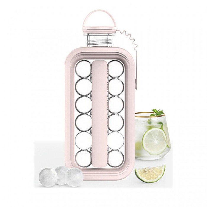 Sticla pliabila, portabila, Smart IceBall 2 in 1 pentru gheata, 156 ml si transport apa 1400 ml, roz [4]