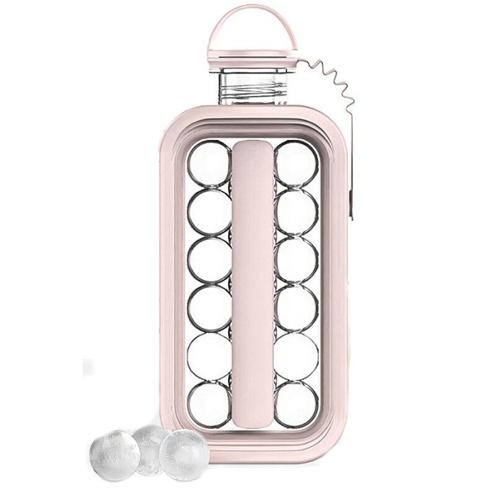 Sticla pliabila, portabila, Smart IceBall 2 in 1 pentru gheata, 156 ml si transport apa 1400 ml, roz [3]