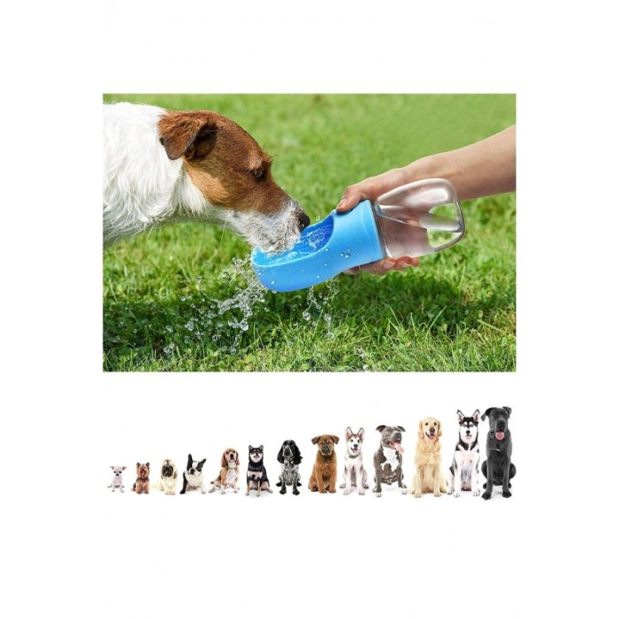 Sticla portabila cu recipient 2 in1 AutomaticWater, pentru animale de companie, 350 ml, albastru [2]