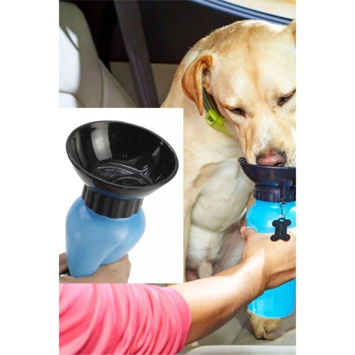 Sticla portabila cu recipient 2 in1 ThirstyDog, pentru animale de companie , 500 ml,  albastru [8]