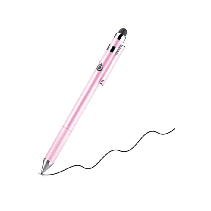 Stilou Pen Doty.ro® pentru tableta sau telefon, cu capat dublu de atingere, sensibilitate si precizie ridicate cu disc, roz [1]