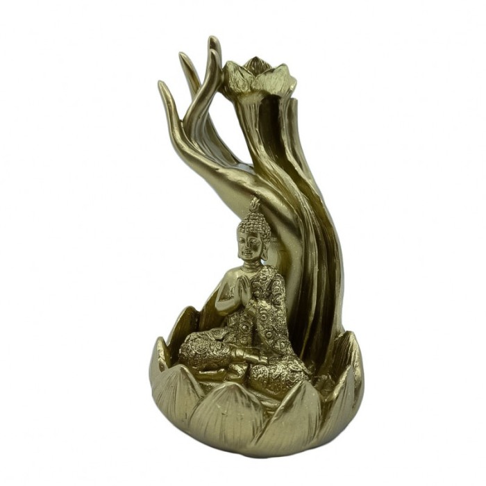 Suport aromaterapie Gold Hand, fantana curgatoare, 44 conuri incluse,usor de utilizat, efect satisfactor, auriu, 14 cm [3]