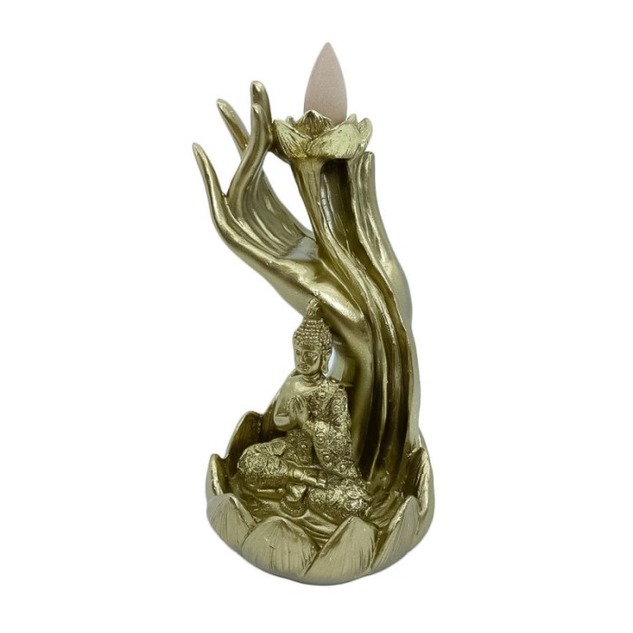 Suport aromaterapie Gold Hand, fantana curgatoare, 44 conuri incluse,usor de utilizat, efect satisfactor, auriu, 14 cm [2]