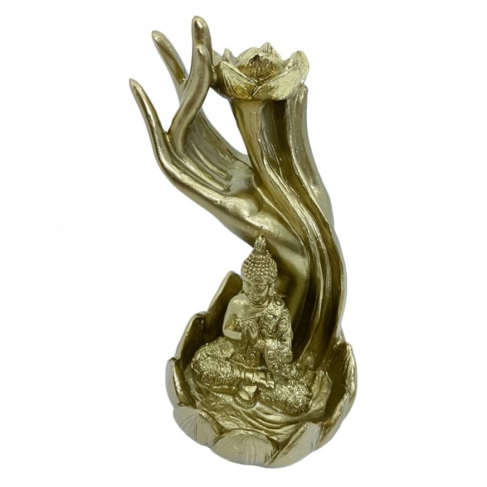 Suport aromaterapie Gold Hand, fantana curgatoare, 44 conuri incluse,usor de utilizat, efect satisfactor, auriu, 14 cm [4]
