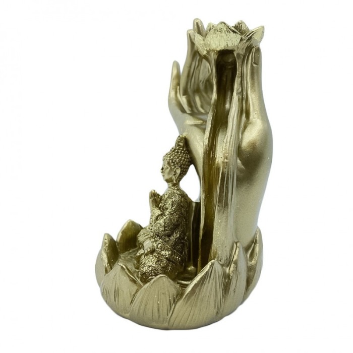 Suport aromaterapie Gold Hand, fantana curgatoare, 44 conuri incluse,usor de utilizat, efect satisfactor, auriu, 14 cm [5]