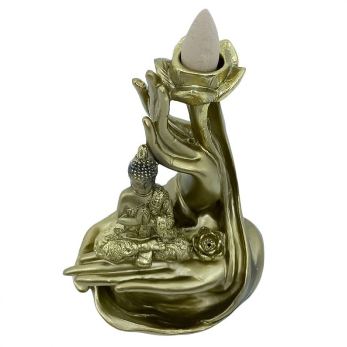 Suport aromaterapie Gold Hands, fantana curgatoare, 44 conuri incluse,usor de utilizat, efect satisfactor, auriu, 14 cm [2]