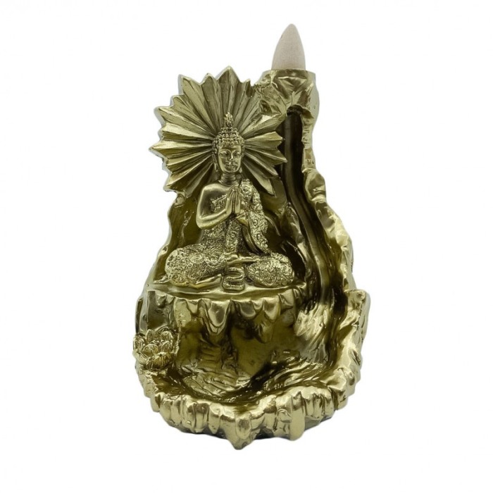 Suport aromaterapie Goldish Goddess, fantana curgatoare, 44 conuri incluse,usor de utilizat, efect satisfactor, auriu, 13 cm [5]