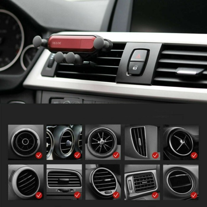 Suport auto cu auto-prindere  pentru telefon, prindere pe grila de ventilatie , Argintiu [2]
