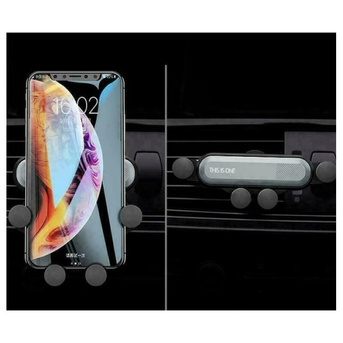 Suport auto cu auto-prindere  pentru telefon, prindere pe grila de ventilatie , Argintiu [4]