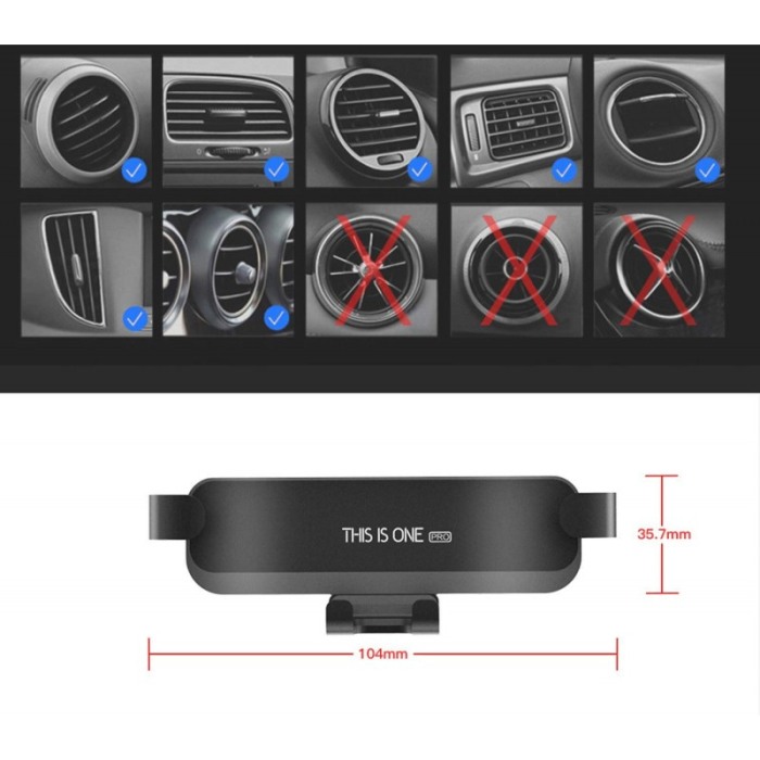 Suport auto cu auto-prindere  pentru telefon, prindere pe grila de ventilatie , Negru,10.4 cm [3]