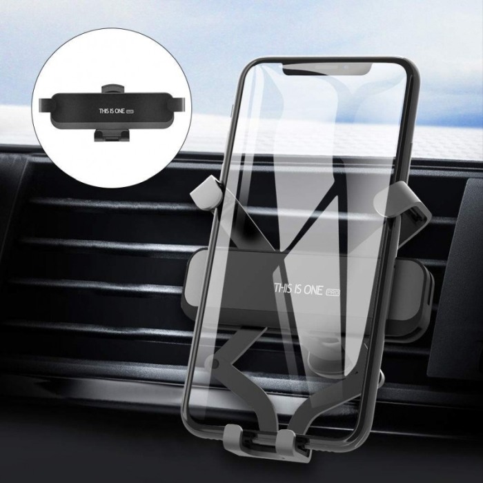 Suport auto cu auto-prindere  pentru telefon, prindere pe grila de ventilatie , Negru,10.4 cm [7]