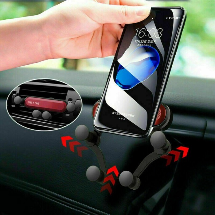 Suport auto cu auto-prindere  pentru telefon, prindere pe grila de ventilatie , Negru [5]