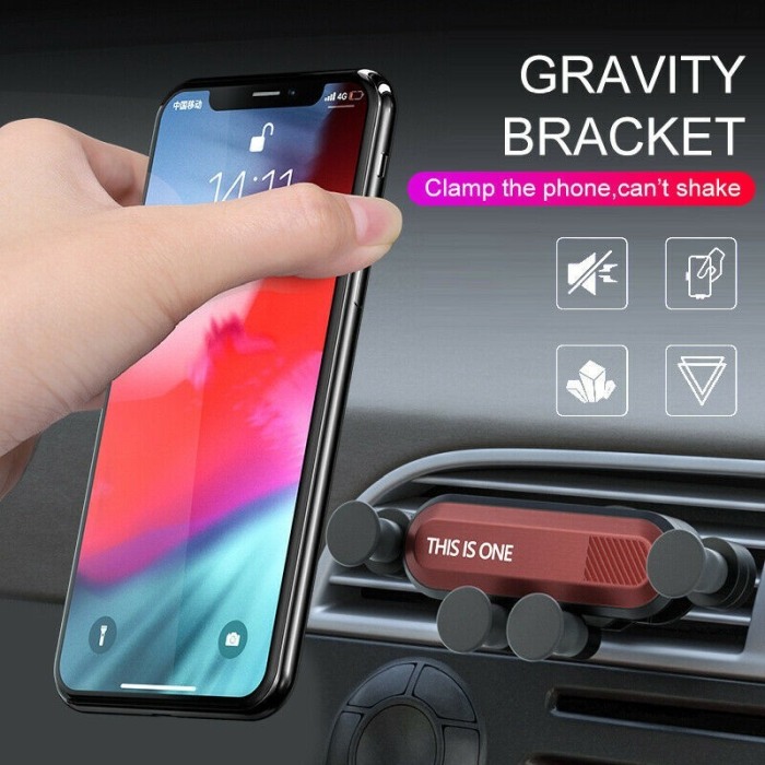 Suport auto cu auto-prindere  pentru telefon, prindere pe grila de ventilatie , Rosu [3]