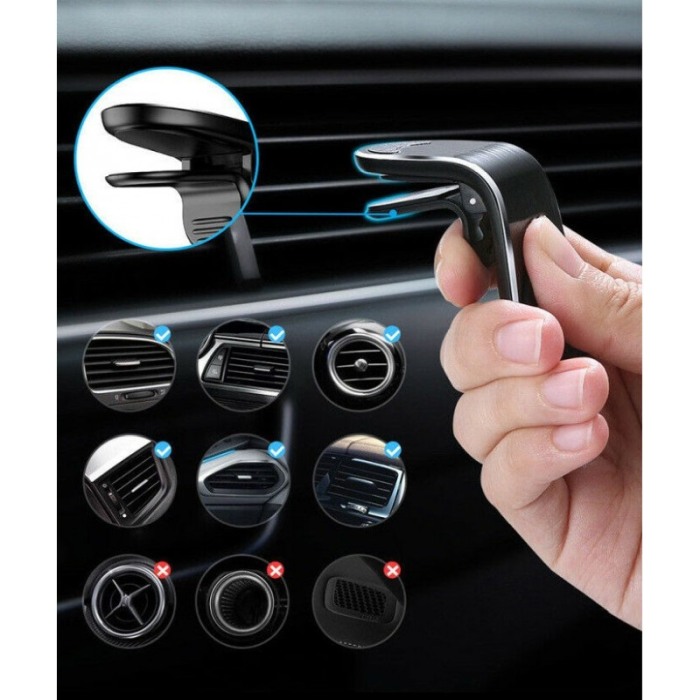 Suport auto magnetic pentru telefon, prindere pe grila de ventilatie , Auriu [4]