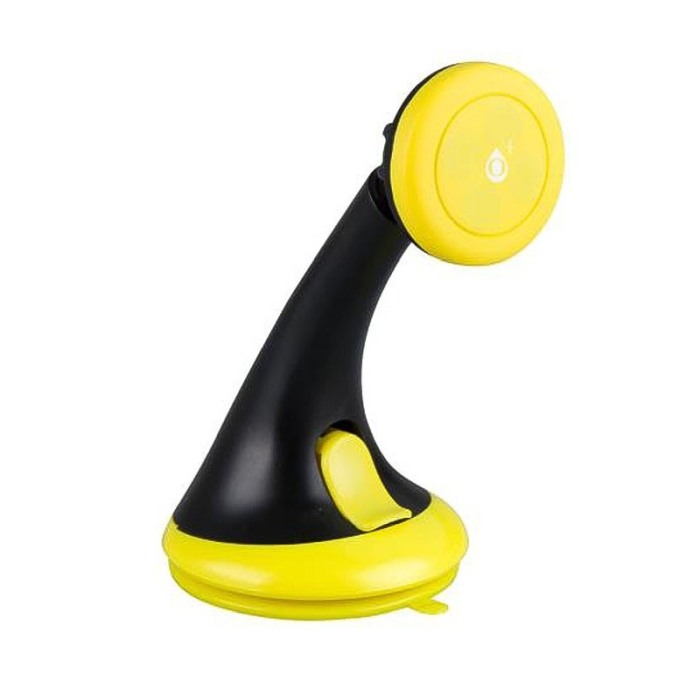 Suport auto magnetic pentru telefon universal, prindere cu ventuza, negru cu galben [1]
