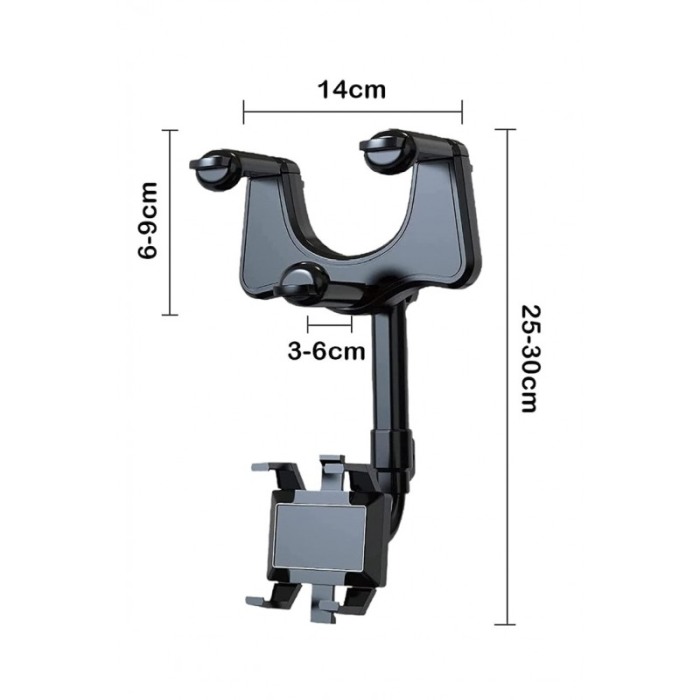 Suport auto pentru telefon MirrorDock Doty®, de oglinda, nu obstructioneaza vederea, rotire 360 grade, universal, negru [4]