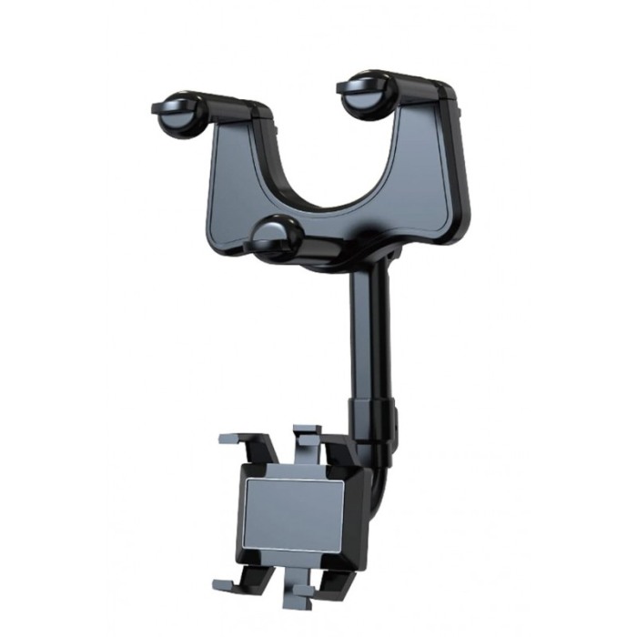 Suport auto pentru telefon MirrorDock Doty®, de oglinda, nu obstructioneaza vederea, rotire 360 grade, universal, negru [1]
