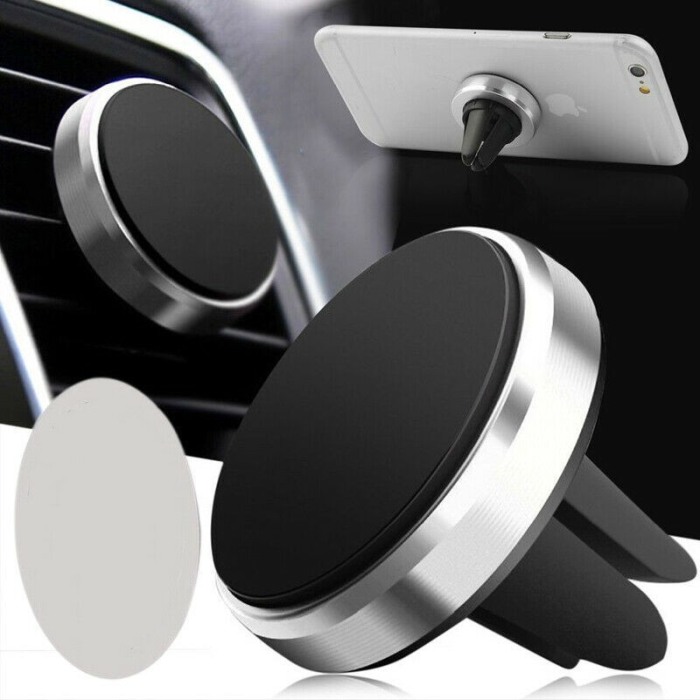 Suport auto telefon   magnetic universal culoare argintie cu negru [2]