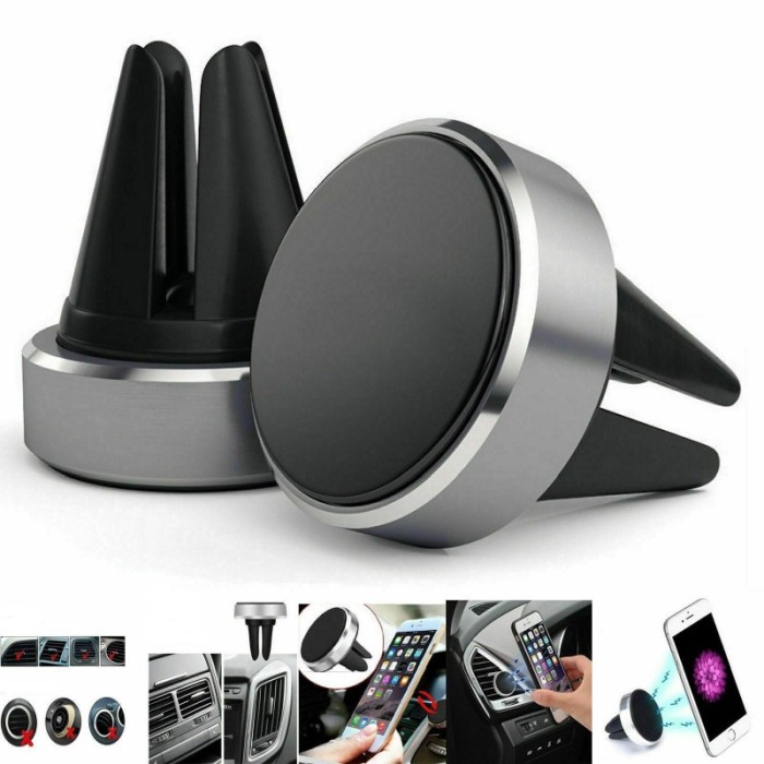 Suport auto telefon   magnetic universal culoare argintie cu negru [3]