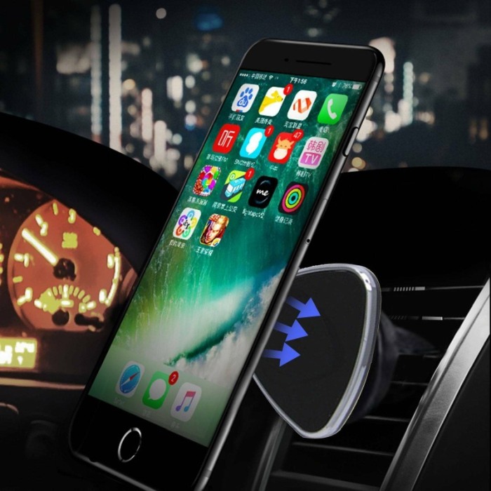 Suport auto telefon se misca 360 grade magnetic,forma triunghiulara ,pentru grila ventilatie , culoare Negru [4]