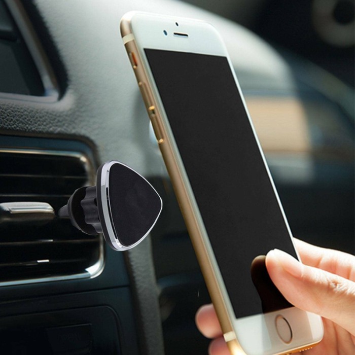 Suport auto telefon se misca 360 grade magnetic,forma triunghiulara ,pentru grila ventilatie , culoare Negru [3]