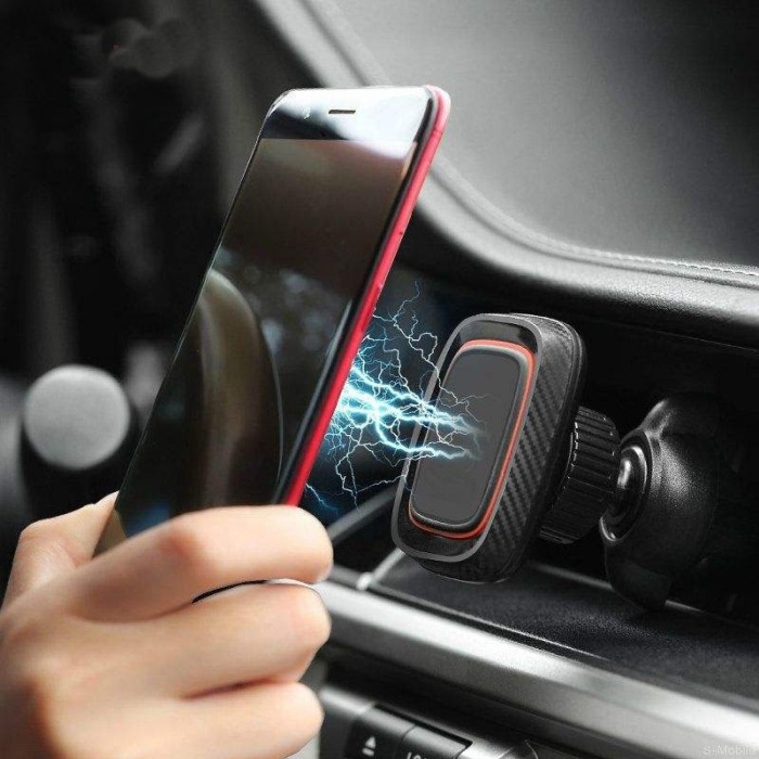 Suport auto telefon se misca 360 grade magnetic,manet dublu ,pentru grila ventilatie ,suport pentru fir, culoare Negru [4]