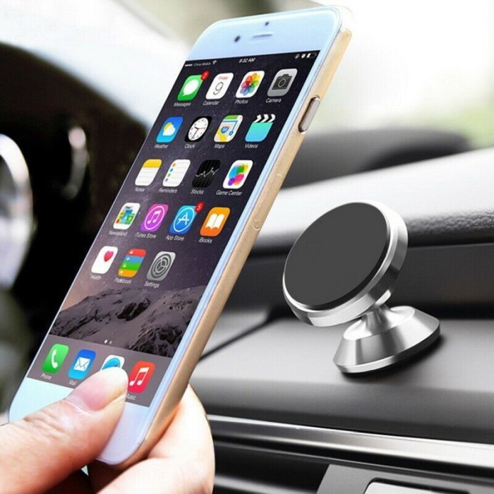 Suport auto telefon  se misca 360 grade magnetic universal culoare argintie [2]