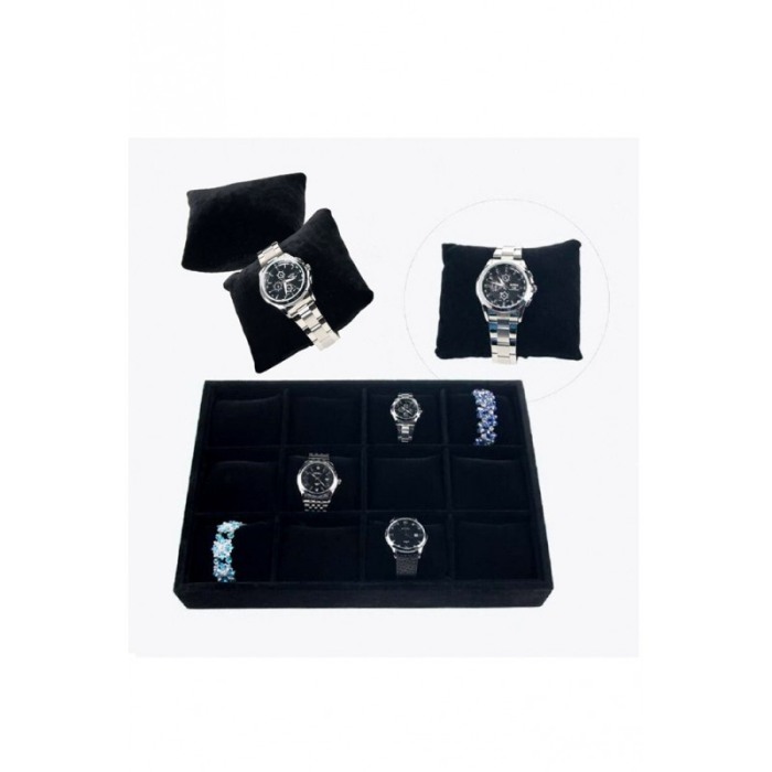 Suport BlackVelvet de expunere ceasuri sau bratari, 12 spatii, 35x24x5cm, catifea neagra, Doty®️ [5]