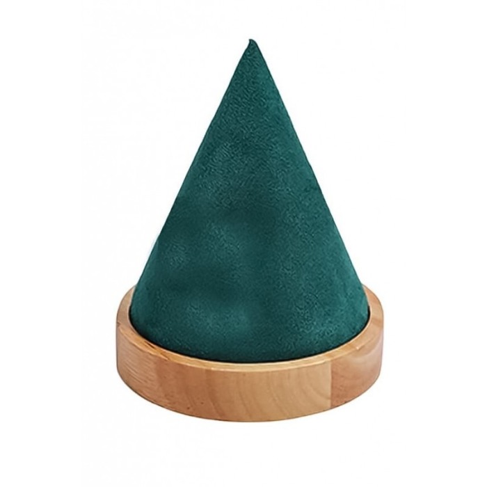 Suport bratari tip con JoyasTorre Doty.ro®, din lemn, catifea verde smarald, elegant, 10x9 cm [1]