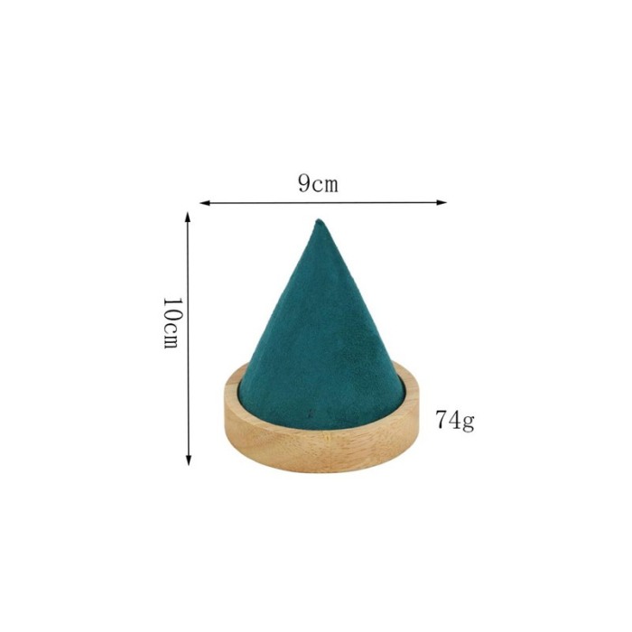 Suport bratari tip con JoyasTorre Doty.ro®, din lemn, catifea verde smarald, elegant, 10x9 cm [3]