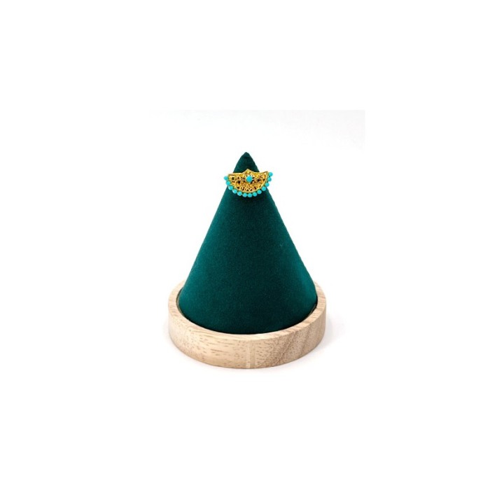 Suport bratari tip con JoyasTorre Doty.ro®, din lemn, catifea verde smarald, elegant, 10x9 cm [4]