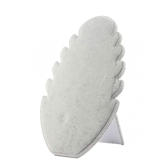 Suport coliere sau alte bijuterii Jewelry Leaf Doty.ro®, forma de frunza, 5 spatii, catifea gri, 28x20 cm [6]