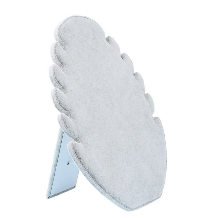 Suport coliere sau alte bijuterii Jewelry Leaf Doty.ro®, forma de frunza, 5 spatii, catifea gri, 28x20 cm [2]