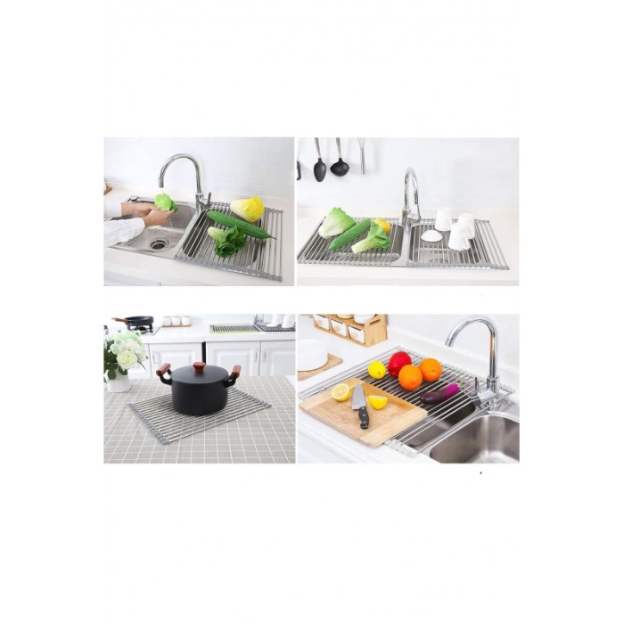 Suport de uscare si scurgere pliabil din otel inoxidabil pentru vase si ustensile de bucatarie, 47 X 35 cm, Doty® [6]