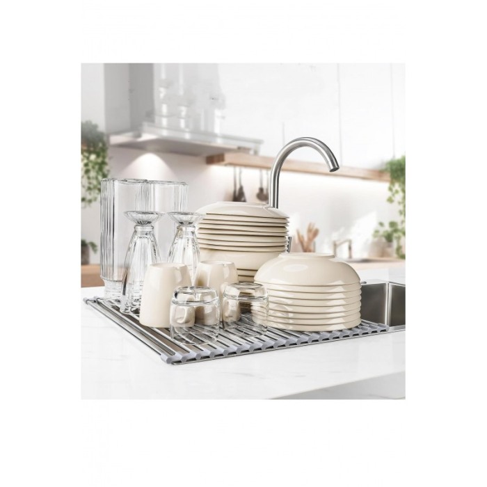 Suport de uscare si scurgere pliabil din otel inoxidabil pentru vase si ustensile de bucatarie, 52 X 35 cm, Doty® [2]
