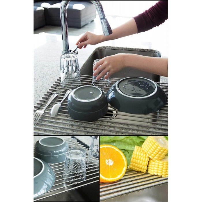 Suport de uscare si scurgere pliabil din otel inoxidabil pentru vase si ustensile de bucatarie, 52 X 35 cm, Doty® [4]