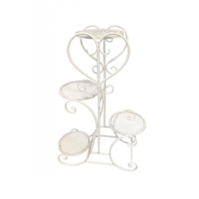 Suport GardenFairy Doty® pentru aranjamente florale sau ghivece, Metal, Rezistent, 4 spatii, alb, 80x48 cm [2]