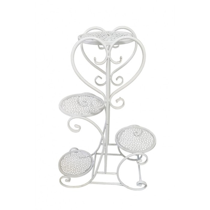 Suport GardenFairy Doty® pentru aranjamente florale sau ghivece, Metal, Rezistent, 4 spatii, alb, 80x48 cm [1]