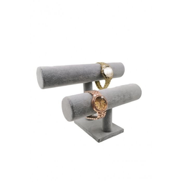 Suport GreyTube de expunere ceasuri sau bratari, 2 forme cilidrice, 22x 27x17 cm, catifea gri, Doty®️ [2]