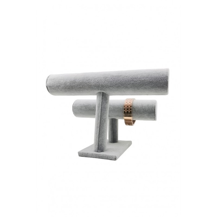 Suport GreyTube de expunere ceasuri sau bratari, 2 forme cilidrice, 22x 27x17 cm, catifea gri, Doty®️ [5]
