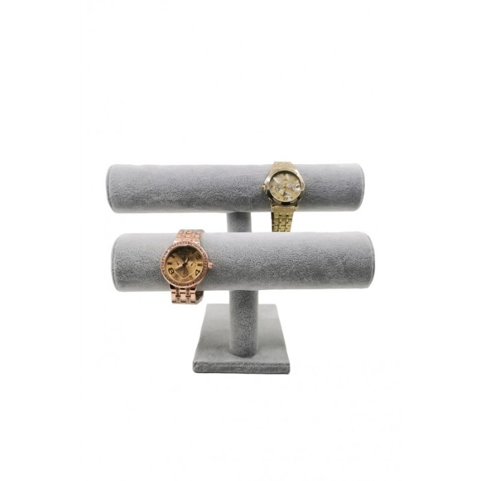 Suport GreyTube de expunere ceasuri sau bratari, 2 forme cilidrice, 22x 27x17 cm, catifea gri, Doty®️ [4]