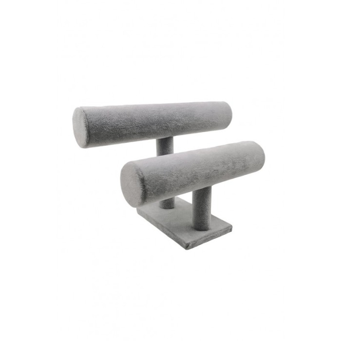 Suport GreyTube de expunere ceasuri sau bratari, 2 forme cilidrice, 22x 27x17 cm, catifea gri, Doty®️ [3]