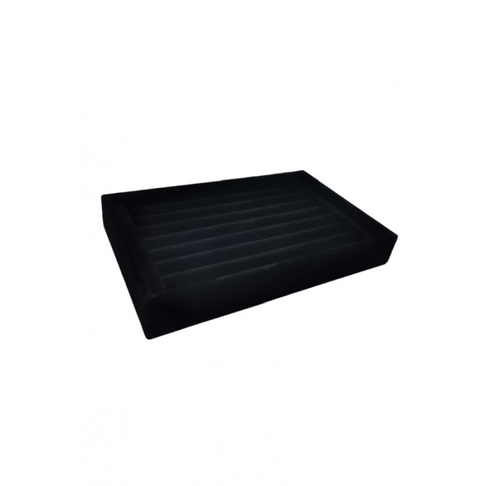 Suport organizator pentru inele sau alte accesorii mici BlackExposer, 7 randuri, catifea neagra, 22x14x3 cm, Doty®️ [5]