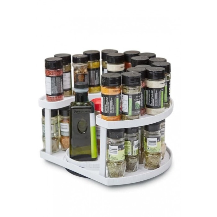 Suport pentru condimente Twisted Spices, practic, rotativ, usor de organizat, 32x27 cm, alb fildes, Doty®️ [1]