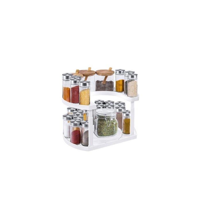 Suport pentru condimente Twisted Spices, practic, rotativ, usor de organizat, 32x27 cm, alb fildes, Doty®️ [6]