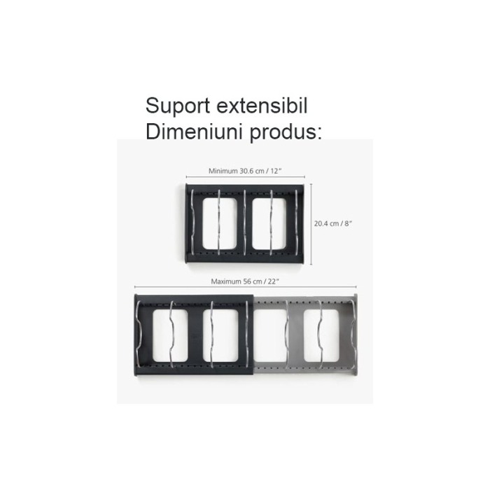 Suport pentru oale si capace PotSpace Doty®, reglabil, lungime maxima 56 cm, 7 separatoare, gri [6]