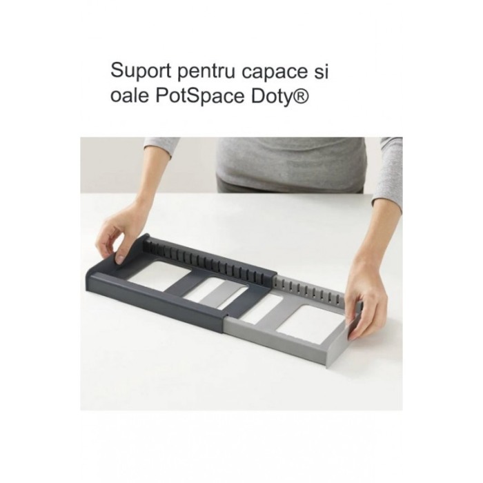 Suport pentru oale si capace PotSpace Doty®, reglabil, lungime maxima 56 cm, 7 separatoare, gri [5]